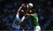 30 June 2018; Thomas Kerr of Monaghan in action against Michael McWeeney of Leitrim during the GAA Football All-Ireland Senior Championship Round 3 match between Leitrim and Monaghan at Páirc Seán Mac Diarmada in Carrick-on-Shannon, Leitrim. Photo by Daire Brennan/Sportsfile