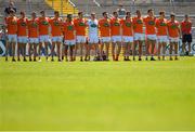 30 June 2018; Armagh players during the national anthem prior to the GAA Football All-Ireland Senior Championship Round 3 match between Armagh and Clare at the Athletic Grounds in Armagh. Photo by Seb Daly/Sportsfile