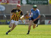 30 June 2018; George Murphy of Kilkenny in action against Eoin Carney of Dublin during the Electric Ireland Leinster GAA Hurling Minor Championship Final match between Dublin and Kilkenny at O'Moore Park in Portlaoise, Laois. Photo by Ray McManus/Sportsfile