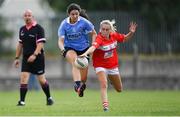 30 June 2018; Rachel Brennan of Dublin in action against Laura O'Mahoney of Cork during the GAA All-Ireland Minor A Ladies Football Semi-final match between Cork and Dublin at MacDonagh Park in Nenagh, Tipperary. Photo by Harry Murphy/Sportsfile
