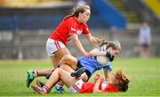 30 June 2018; Caoimhe O'Connor of Dublin in action against Rachel Sheehan, left, and Katie Horgan of Cork during the GAA All-Ireland Minor A Ladies Football Semi-final match between Cork and Dublin at MacDonagh Park in Nenagh, Tipperary. Photo by Harry Murphy/Sportsfile