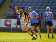 30 June 2018; Cian Kenny of Kilkenny celebrates after scoring his side's third goal during the Electric Ireland Leinster GAA Hurling Minor Championship Final match between Dublin and Kilkenny at O'Moore Park in Portlaoise, Laois. Photo by Ray McManus/Sportsfile