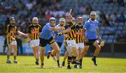 30 June 2018; Eoin Guilfoyle of Kilkenny in action against Ciaran Hogan of Dublin during the Electric Ireland Leinster GAA Hurling Minor Championship Final match between Dublin and Kilkenny at O'Moore Park in Portlaoise, Laois. Photo by Ray McManus/Sportsfile