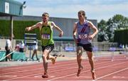 30 June 2018; Cillian Doherty of Rathfarnham W.S.A.F. A.C., Co. Dublin, left, and Patrick MacGabhann of Dundrum South Dublin A.C., Co. Dublin, competing in the U23 Men 1500m event   during the Irish Life Health National Junior & U23 T&F Championships at Tullamore Harriers Stadium in Tullamore, Offaly. Photo by Sam Barnes/Sportsfile