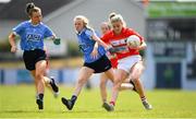 30 June 2018; Ciara McCarthy of Cork in action against Sarah Fagan of Dublin during the GAA All-Ireland Minor A Ladies Football Semi-final match between Cork and Dublin at MacDonagh Park in Nenagh, Tipperary. Photo by Harry Murphy/Sportsfile