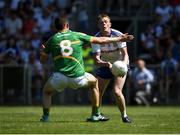 30 June 2018; Ryan McAnespie of Monaghan in action against Aidan Flynn of Leitrim during the GAA Football All-Ireland Senior Championship Round 3 match between Leitrim and Monaghan at Páirc Seán Mac Diarmada in Carrick-on-Shannon, Leitrim. Photo by Daire Brennan/Sportsfile