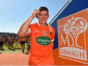 30 June 2018; Ryan McShane of Armagh celebrates following his side's victory during the GAA Football All-Ireland Senior Championship Round 3 match between Armagh and Clare at the Athletic Grounds in Armagh. Photo by Seb Daly/Sportsfile