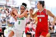 30 June 2018; Grainne Dwyer of Ireland in action against Margarita Schitco of Moldova during the FIBA 2018 Women's European Championships for Small Nations Classification match between Ireland and Moldova at Mardyke Arena, Cork, Ireland. Photo by Brendan Moran/Sportsfile