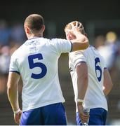 30 June 2018; Vinny Corey, left, and Colin Walshe of Monaghan celebrate after the GAA Football All-Ireland Senior Championship Round 3 match between Leitrim and Monaghan at Páirc Seán Mac Diarmada in Carrick-on-Shannon, Leitrim. Photo by Daire Brennan/Sportsfile