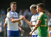 30 June 2018; Niall Kearns, left, and Conor McCarthy of Monaghan celebrate after the GAA Football All-Ireland Senior Championship Round 3 match between Leitrim and Monaghan at Páirc Seán Mac Diarmada in Carrick-on-Shannon, Leitrim. Photo by Daire Brennan/Sportsfile