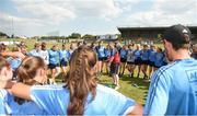30 June 2018; Dublin manager Bobby McNulty speaks to his players after the GAA All-Ireland Minor A Ladies Football Semi-final match between Cork and Dublin at MacDonagh Park in Nenagh, Tipperary. Photo by Harry Murphy/Sportsfile