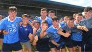 30 June 2018; Dublin players celebrate after the Electric Ireland Leinster GAA Hurling Minor Championship Final match between Dublin and Kilkenny at O'Moore Park in Portlaoise, Laois. Photo by Ray McManus/Sportsfile