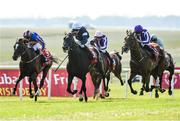 30 June 2018; Latrobe, centre, with Donnacha O'Brien up, on their way to winning the Dubai Duty Free Irish Derby during day 2 of the Dubai Duty Free Irish Derby Festival at the Curragh Racecourse in Kildare. Photo by Matt Browne/Sportsfile