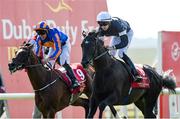 30 June 2018; Latrobe, right, with Donnacha O'Brien up, leads eventual second place finisher Rostropovich, with Padraig Beggy up, on their way to winning the Dubai Duty Free Irish Derby during day 2 of the Dubai Duty Free Irish Derby Festival at the Curragh Racecourse in Kildare. Photo by Matt Browne/Sportsfile