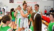 30 June 2018; Hannah Thornton and Claire Rockall, right, of Ireland celebrate with young fans after the FIBA 2018 Women's European Championships for Small Nations Classification match between Ireland and Moldova at Mardyke Arena, Cork, Ireland. Photo by Brendan Moran/Sportsfile