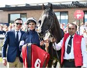 30 June 2018; Jockey Donnacha O'Brien and trainer Joseph O'Brien in the winner's enclosure after winning the Dubai Duty Free Irish Derby with Latrobe during day 2 of the Dubai Duty Free Irish Derby Festival at the Curragh Racecourse in Kildare. Photo by Matt Browne/Sportsfile