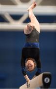 30 June 2018; Amy Shimizu of Renmore Gymnastics club in Co Galway competing in the Beam event during the National Series Super Gymnastics Championships at the National Indoor Arena in the National Sports Campus, Blanchardstown, Dublin. Photo by David Fitzgerald/Sportsfile