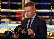 30 June 2018; Boxer and BT Sport pundit Carl Frampton at the SSE Arena in Belfast. Photo by Ramsey Cardy/Sportsfile