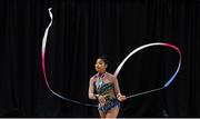 30 June 2018; Chalisa Clarke of Excel Gymnastics club in Co Kildare competing in the Ribbon event during the National Series Super Gymnastics Championships at the National Indoor Arena in the National Sports Campus, Blanchardstown, Dublin. Photo by David Fitzgerald/Sportsfile