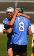 30 June 2018; Alex O'Neill of Dublin celebrates winning with team captain Donal Leavy, 8, after the Electric Ireland Leinster GAA Hurling Minor Championship Final match between Dublin and Kilkenny at O'Moore Park in Portlaoise, Laois. Photo by Ray McManus/Sportsfile