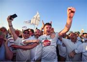30 June 2018; David Hyland of Kildare celebrates with supporters following the GAA Football All-Ireland Senior Championship Round 3 match between Kildare and Mayo at St Conleth's Park in Newbridge, Kildare. Photo by Stephen McCarthy/Sportsfile