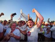30 June 2018; David Hyland of Kildare celebrates alongside his mother Máire following the GAA Football All-Ireland Senior Championship Round 3 match between Kildare and Mayo at St Conleth's Park in Newbridge, Kildare. Photo by Stephen McCarthy/Sportsfile