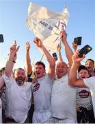 30 June 2018; David Hyland of Kildare celebrates with supporters following the GAA Football All-Ireland Senior Championship Round 3 match between Kildare and Mayo at St Conleth's Park in Newbridge, Kildare. Photo by Stephen McCarthy/Sportsfile