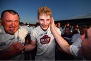 30 June 2018; Daniel Flynn of Kildare is congratulated by supporters, including MJ Smith, from Carberry, following the GAA Football All-Ireland Senior Championship Round 3 match between Kildare and Mayo at St Conleth's Park in Newbridge, Kildare. Photo by Stephen McCarthy/Sportsfile