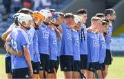 30 June 2018; The Dublin players stand during the playing of the National Anthem before the Electric Ireland Leinster GAA Hurling Minor Championship Final match between Dublin and Kilkenny at O'Moore Park in Portlaoise, Laois. Photo by Ray McManus/Sportsfile