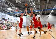 30 June 2018; Hannah Thornton of Ireland in action against Adriana Col, left, and Olga Tirziman of Moldova during the FIBA 2018 Women's European Championships for Small Nations Classification match between Ireland and Moldova at Mardyke Arena, Cork, Ireland. Photo by Brendan Moran/Sportsfile