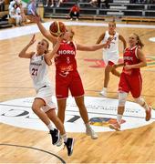 30 June 2018; Anna Gylling Seilund of Denmark in action against Emma Hergot of Norway during the FIBA 2018 Women's European Championships for Small Nations semi-final match between Denmark and Norway at Mardyke Arena, Cork, Ireland. Photo by Brendan Moran/Sportsfile