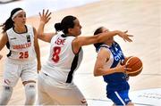 30 June 2018; Antria Pitsillidou of Cyprus in action against Kaira Sene of Gibraltar during the FIBA 2018 Women's European Championships for Small Nations Classification match between Gibraltar and Cyprus at Mardyke Arena, Cork, Ireland. Photo by Brendan Moran/Sportsfile