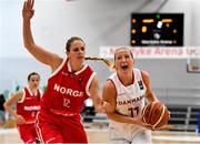 30 June 2018; Gritt Langberg Ryder of Denmark in action against Amanda Allen of Norway during the FIBA 2018 Women's European Championships for Small Nations semi-final match between Denmark and Norway at Mardyke Arena, Cork, Ireland. Photo by Brendan Moran/Sportsfile
