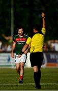 30 June 2018; Kevin McLoughlin of Mayo receives a black card from referee David Gough during the GAA Football All-Ireland Senior Championship Round 3 match between Kildare and Mayo at St Conleth's Park in Newbridge, Kildare. Photo by Stephen McCarthy/Sportsfile