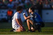 30 June 2018; Kildare physiotherapist Rob McCabe works with Chris Healy of Kildare during the GAA Football All-Ireland Senior Championship Round 3 match between Kildare and Mayo at St Conleth's Park in Newbridge, Kildare. Photo by Stephen McCarthy/Sportsfile