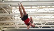 30 June 2018; A view of an FIG athlete competing during the National Series Super Gymnastics Championships at the National Indoor Arena in the National Sports Campus, Blanchardstown, Dublin. Photo by David Fitzgerald/Sportsfile