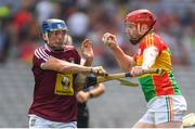 1 July 2018; Edward Byrne of Carlow in action against Eoin Price of Westmeath during the Joe McDonagh Cup Final match between Westmeath and Carlow at Croke Park in Dublin. Photo by Ramsey Cardy/Sportsfile