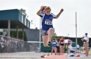 1 July 2018; Lucy O'Connor of Tralee Harriers A.C., Co. Kerry, competing in the U12 Girls Long Jump event during the Irish Life Health Juvenile Games & Inter Club Relays at Tullamore Harriers Stadium in Tullamore, Offaly. Photo by Sam Barnes/Sportsfile