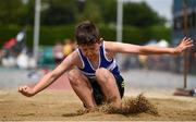 1 July 2018; Mark Wilkinson of Finn Valley, Co. Donegal, competing in the U10 Boys Long Jump event during the Irish Life Health Juvenile Games & Inter Club Relays at Tullamore Harriers Stadium in Tullamore, Offaly. Photo by Sam Barnes/Sportsfile