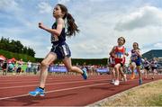 1 July 2018; Roisin Hanley Byrne of Templeogue A.C., Co. Dublin, competing in the U10 Girls 500m event during the Irish Life Health Juvenile Games & Inter Club Relays at Tullamore Harriers Stadium in Tullamore, Offaly. Photo by Sam Barnes/Sportsfile