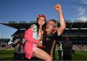1 July 2018; Carlow manager Colm Bonnar celebrates with his daughter Ashleigh following the Joe McDonagh Cup Final match between Westmeath and Carlow at Croke Park in Dublin. Photo by Stephen McCarthy/Sportsfile