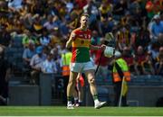 1 July 2018; Jack Kavanagh of Carlow celebrates after the Joe McDonagh Cup Final match between Westmeath and Carlow at Croke Park in Dublin. Photo by Daire Brennan/Sportsfile