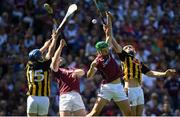 1 July 2018; Ger Aylward, left, and Richie Leahy of Kilkenny  in action against John Hanbury, left, and Adrian Tuohey of Galway during the Leinster GAA Hurling Senior Championship Final match between Kilkenny and Galway at Croke Park in Dublin. Photo by Ramsey Cardy/Sportsfile