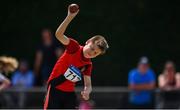 1 July 2018; Killian O'Connor of Lucan Harriers A.C., Co. Dublin, competing in the U12 Boys Shot Put event during the Irish Life Health Juvenile Games & Inter Club Relays at Tullamore Harriers Stadium in Tullamore, Offaly. Photo by Sam Barnes/Sportsfile