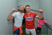 1 July 2018; Eoin Cadogan of Cork with Republic of Ireland soccer player David Meyler following the Munster GAA Hurling Senior Championship Final match between Cork and Clare at Semple Stadium in Thurles, Tipperary. Photo by David Fitzgerald/Sportsfile
