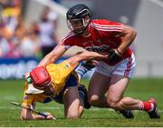 1 July 2018; John Conlon of Clare in action against Colm Spillane of Cork during the Munster GAA Hurling Senior Championship Final match between Cork and Clare at Semple Stadium in Thurles, Tipperary. Photo by David Fitzgerald/Sportsfile