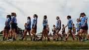 1 July 2018; Dublin and Westmeath players in the parade before the TG4 Leinster Ladies Senior Football Final match between Dublin and Westmeath at Netwatch Cullen Park in Carlow. Photo by Piaras Ó Mídheach/Sportsfile