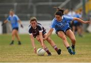 1 July 2018; Annie Dolan of Westmeath in action against Sinéad Goldrick of Dublin during the TG4 Leinster Ladies Senior Football Final match between Dublin and Westmeath at Netwatch Cullen Park in Carlow. Photo by Piaras Ó Mídheach/Sportsfile