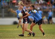 1 July 2018; Fiona Coyle of Westmeath in action against Hannah O'Neill of Dublin during the TG4 Leinster Ladies Senior Football Final match between Dublin and Westmeath at Netwatch Cullen Park in Carlow. Photo by Piaras Ó Mídheach/Sportsfile