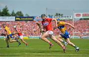 1 July 2018; Darragh Fitzgibbon of Cork in action against Seadna Morey of Clare during the Munster GAA Hurling Senior Championship Final match between Cork and Clare at Semple Stadium in Thurles, Tipperary. Photo by David Fitzgerald/Sportsfile